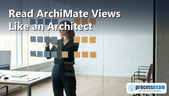 Enterprise architect arranging blank cards into three connected layers on a glass wall