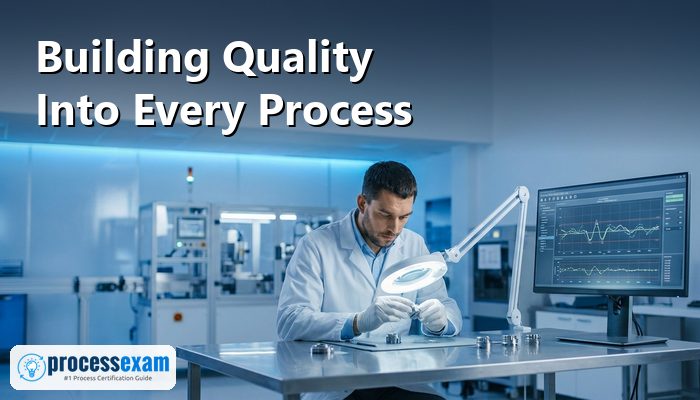 Quality inspector checking precision parts beside a control chart on a manufacturing line