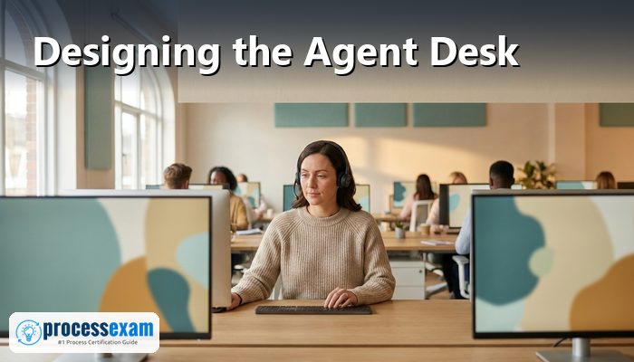 Contact centre agent working at a two-screen desk while a customer history panel stays open beside the call