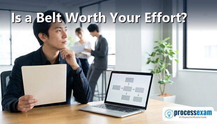 Professional weighing a Six Sigma certificate against workplace results