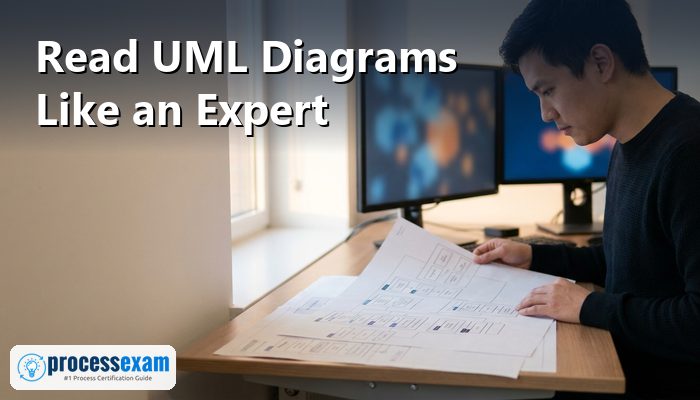 Software engineer reviewing UML diagrams for OCUP 2 Intermediate