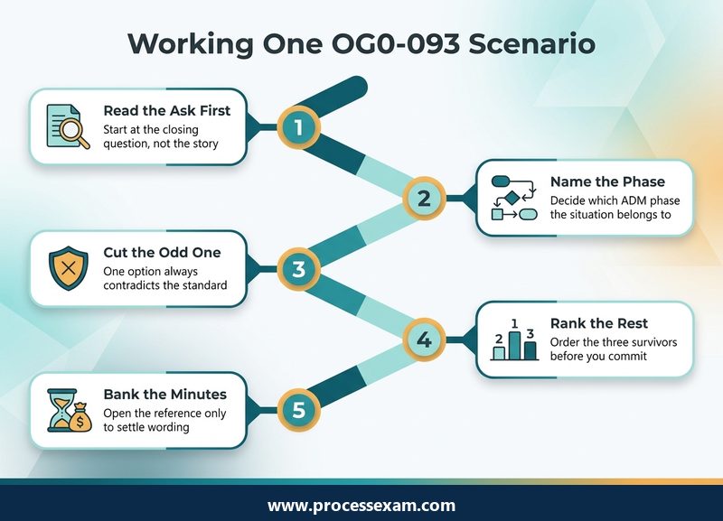 Roadmap of five moves for answering an open-book TOGAF scenario question