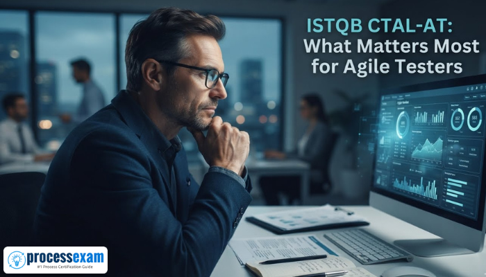 A senior agile tester, an adult man, intently reviews complex metrics on a digital dashboard, reflecting strategic thinking for ISTQB CTAL-AT. The scene emphasizes focus and data analysis.