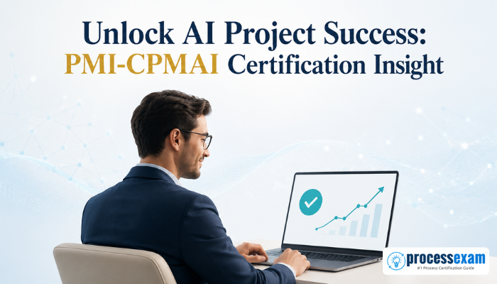 Professional reviewing an AI project success dashboard for PMI-CPMAI certification insights.